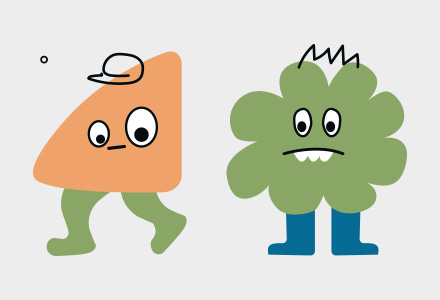 Row of cute characters with different expressions